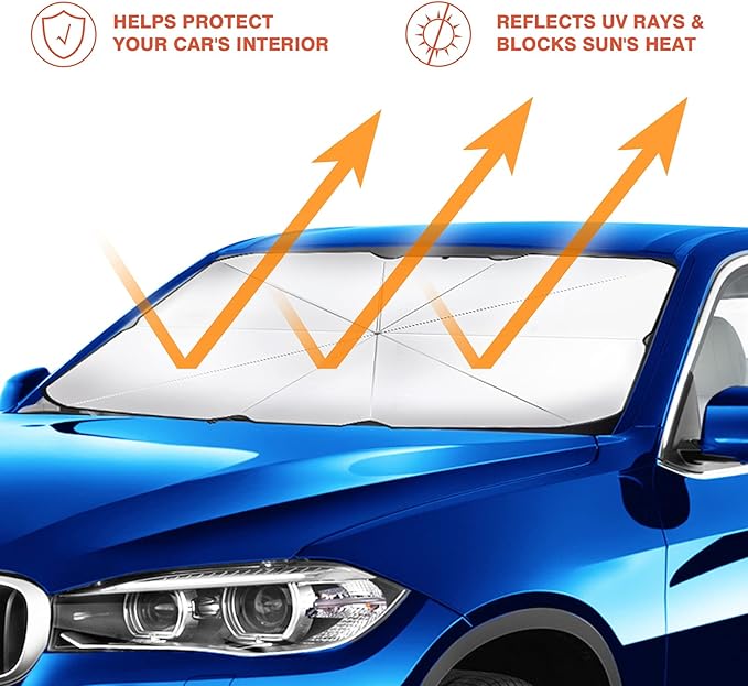Car Windshield Sun Umbrella – Foldable UV Protection Sunshade, Heat Shield & Interior Protector